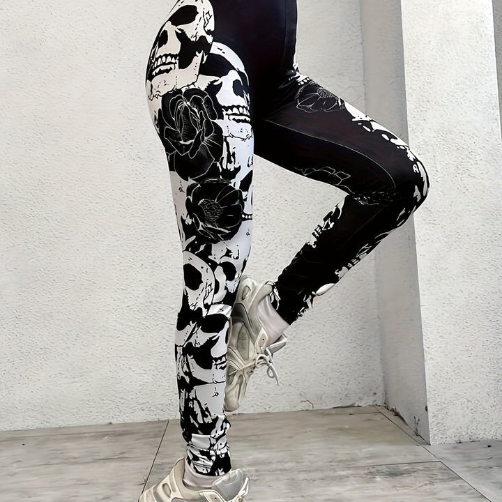 Leggings justas com estampado de caveira