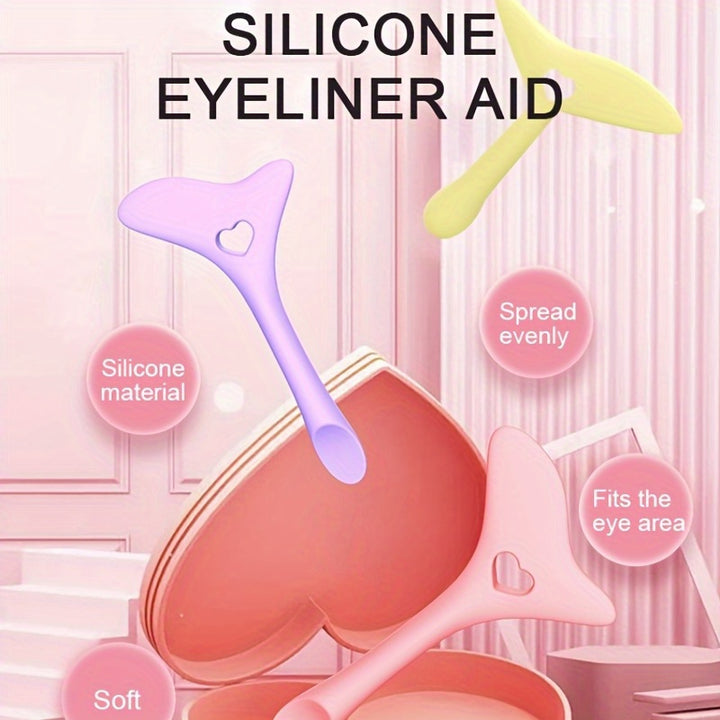 Estêncil de maquilhagem de silicone multifuncional para delineador, batom e máscara