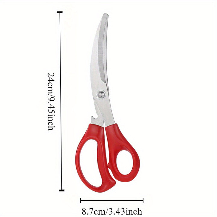 Tesoura de Cozinha Ergonômica em Aço Inoxidável com Lâmina Curva