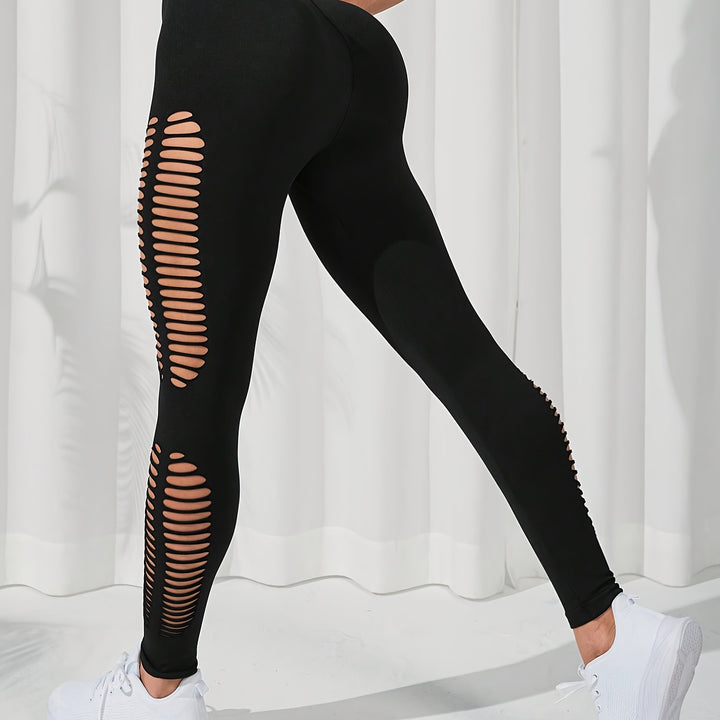 Leggings de Cintura Alta para Senhoras com Detalhes de Corte