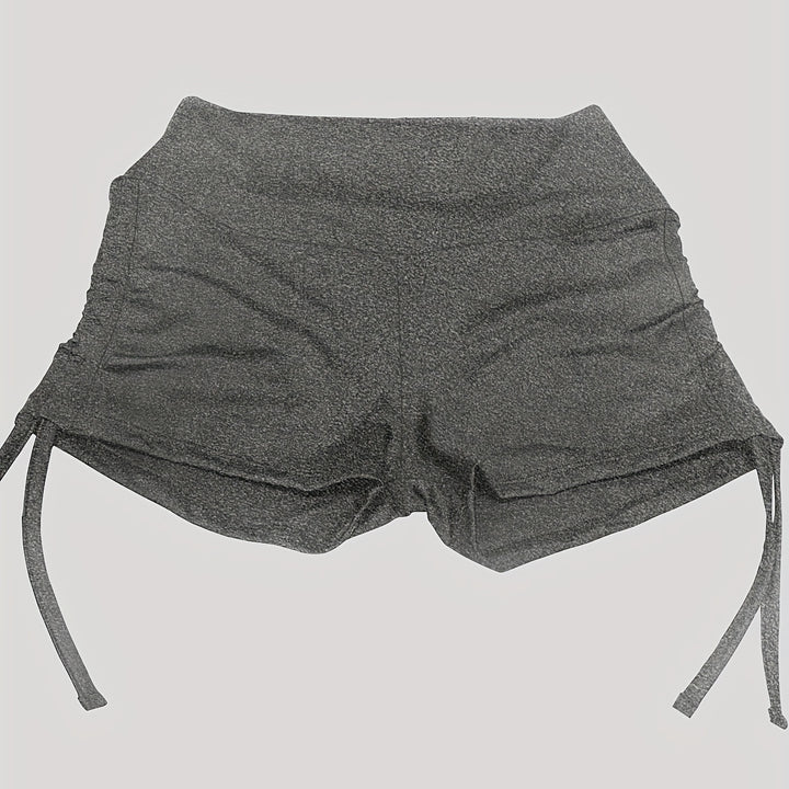 Solid Stretchy Sporty Shorts with Side Drawstring