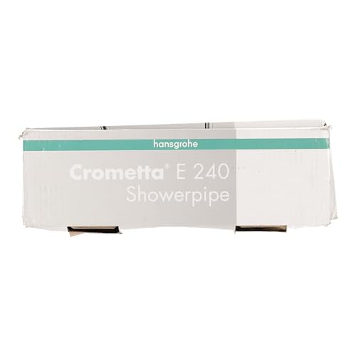 hansgrohe Crometta E - sistema de ducha ahorro de agua (EcoSmart) con termostato, ducha lluvia (240 x 240 mm), ducha de mano (2 tipos de chorro), flexo, barra y ducha fija rectangular, cromo, 27281000