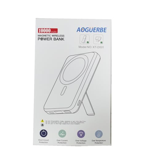 AOGUERBE mag-Safe Power Bank 10000mAh, Bateria Externa Magnético, Inalambrica Cargador portatil Carga Rapida PD 22.5W Pantalla LED USB-C mag-Safe Powerbank para iPhone 15/14/13/12/Pro/Pro MAX