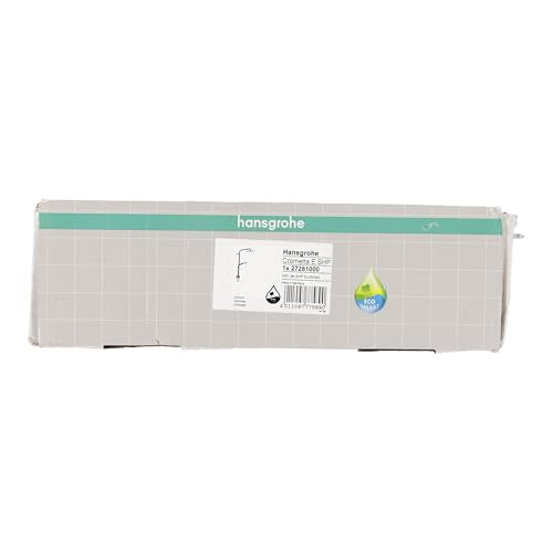 hansgrohe Crometta E - sistema de ducha ahorro de agua (EcoSmart) con termostato, ducha lluvia (240 x 240 mm), ducha de mano (2 tipos de chorro), flexo, barra y ducha fija rectangular, cromo, 27281000