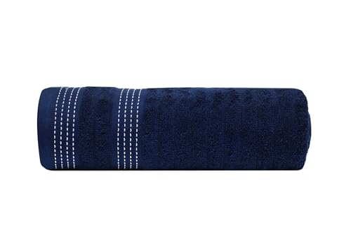 Casa Copenhagen Elegance Juego de Toallas 6 Piezas, Azul Marino + Gris, 550 g/m² 2 Toallas de baño, 2 Toallas de Mano, 2 paños de Suave algodón Egipcio para baño, Cocina y Ducha