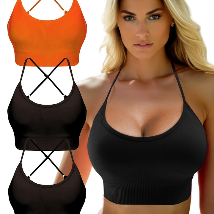 3-Piece Criss-Cross Breathable Sports Bra Set