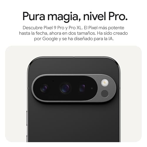 Google Pixel 9 Pro XL - Smartphone Android Desbloqueado con Gemini, Sistema de cámara Trasera Triple, batería con una autonomía de 24 Horas y Pantalla Super Actua de 6,8" - Obsidiana, 256GB