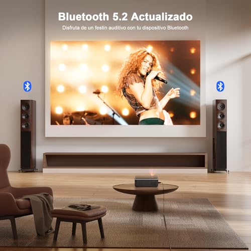 Smart Proyector 4K Soporte con Built-in Apps ＆ Auto Focus/Keystone, 23000 Lumen Proyector WiFi Bluetooth Full HD 1080P, VOPLLS Proyector Cine en Casa con Zoom del 50% para iOS/Android/PPT