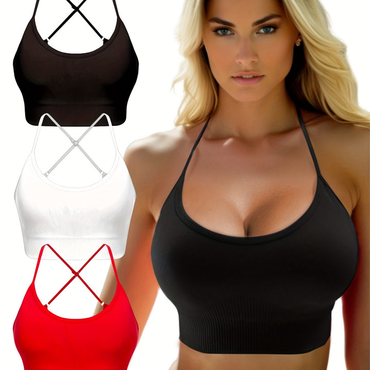 3-Piece Criss-Cross Breathable Sports Bra Set