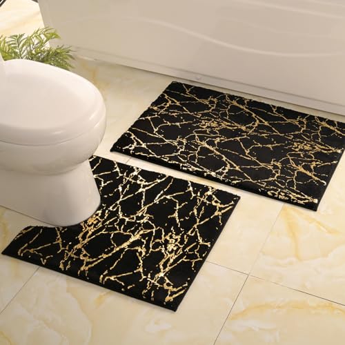 Alfombrilla de baño antideslizante lavable, alfombra de baño, decoración dorada, accesorios de baño, microfibra suave, absorbente, alfombra de baño para baño, bañera, 60x120 cm