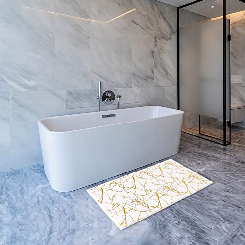 Alfombrilla de baño antideslizante lavable, alfombra de baño, decoración dorada, accesorios de baño, microfibra suave, absorbente, alfombra de baño para baño, bañera, 60x120 cm