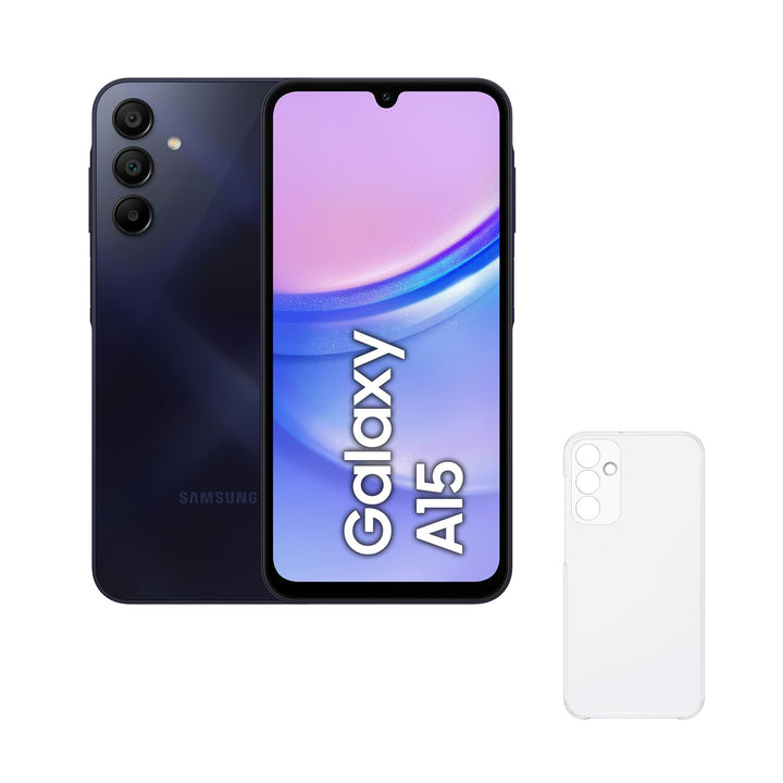 Samsung Galaxy A15 128 GB con Funda - Teléfono Móvil LTE, Smartphone Android, Carga Rápida, Con 4 GB de RAM, Color Azul (Versión Española)