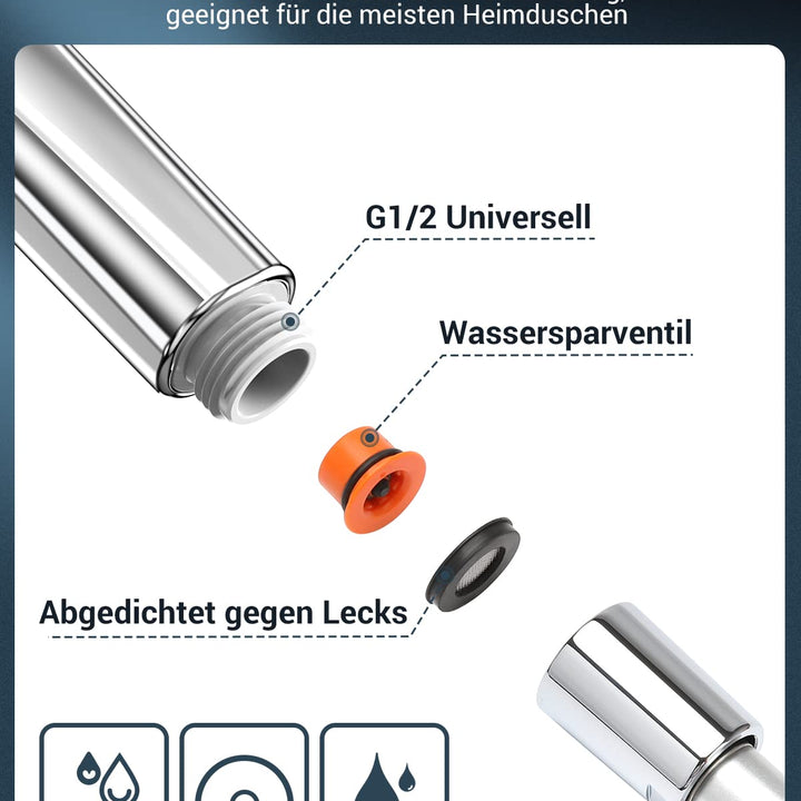 Alcachofa de Ducha Alta Presion - SREWOHS Antical Alcachofa Ducha Ahorro de Agua cabezal de ducha extraíble con 5 modos,Potente modo de chorro para limpiar baños, paredes Alicatadas