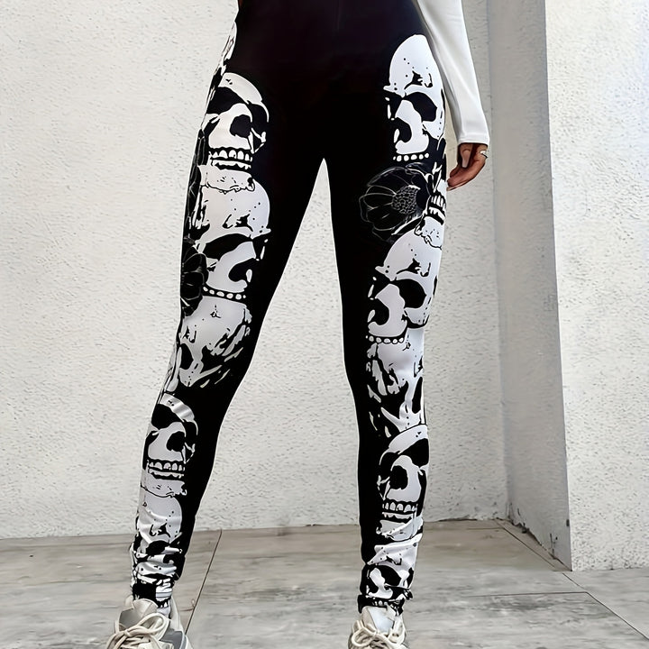 Leggings justas com estampado de caveira