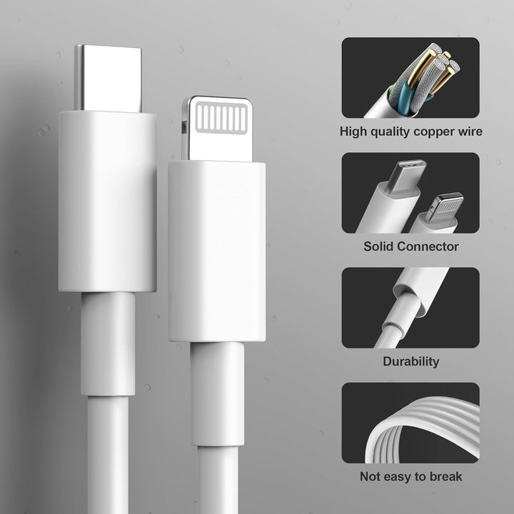 Cargador Carga Rapida for iPhone 14/14 Pro/14 Pro Max/14 Plus 13 12 11 XS XS MAX XR X, 25W USB C Enchufe con 2M Cable Cabezal Adaptador Pared Charger Corrient Trefard