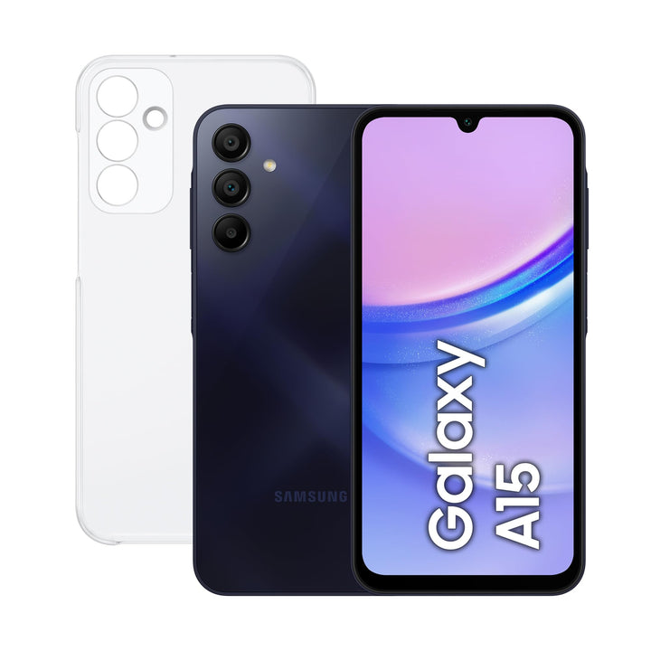 Samsung Galaxy A15 128 GB con Funda - Teléfono Móvil LTE, Smartphone Android, Carga Rápida, Con 4 GB de RAM, Color Azul (Versión Española)