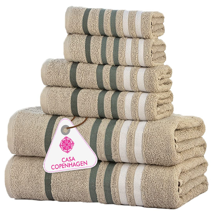 Casa Copenhagen Eternal Juego de Toallas de 6 Piezas, Blanco, 500 g/m², 2 Toallas de baño, 2 Toallas de Mano, 2 bayetas de Suave algodón Egipcio para baño, Cocina y Ducha