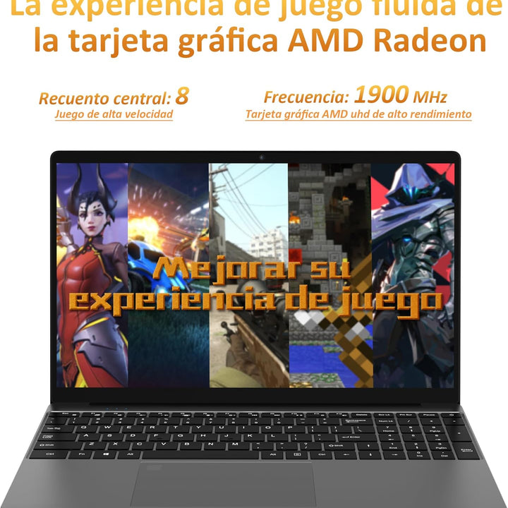 Auusda Ordenador portatil, 32 GB de RAM DDR4, 1 TB M2 PCIe NVMe SSD, CPU AMD Ryzen7 5700U 1.8-4.3, pantalla FHD IPS 180° de 15.6'', teclado retroiluminado, lector de huellas dactilares, Windows 11 Pro