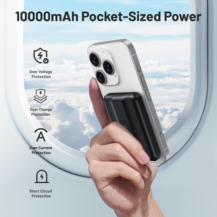 AOGUERBE mag-Safe Power Bank 10000mAh, Bateria Externa Magnético, Inalambrica Cargador portatil Carga Rapida PD 22.5W Pantalla LED USB-C mag-Safe Powerbank para iPhone 15/14/13/12/Pro/Pro MAX