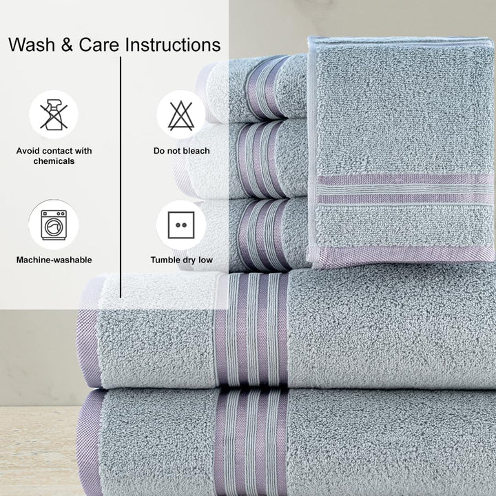 Casa Copenhagen Zero Twist, Juego de Toallas 6 Piezas 100% Algodón, Azul Eléctrico, 600g/m², 2 Baño, 2 Manos, 2 Manoplas de Algodón Egipcio, Toallas de Lujo Ultra Suaves para Hotel, SPA, Cocina