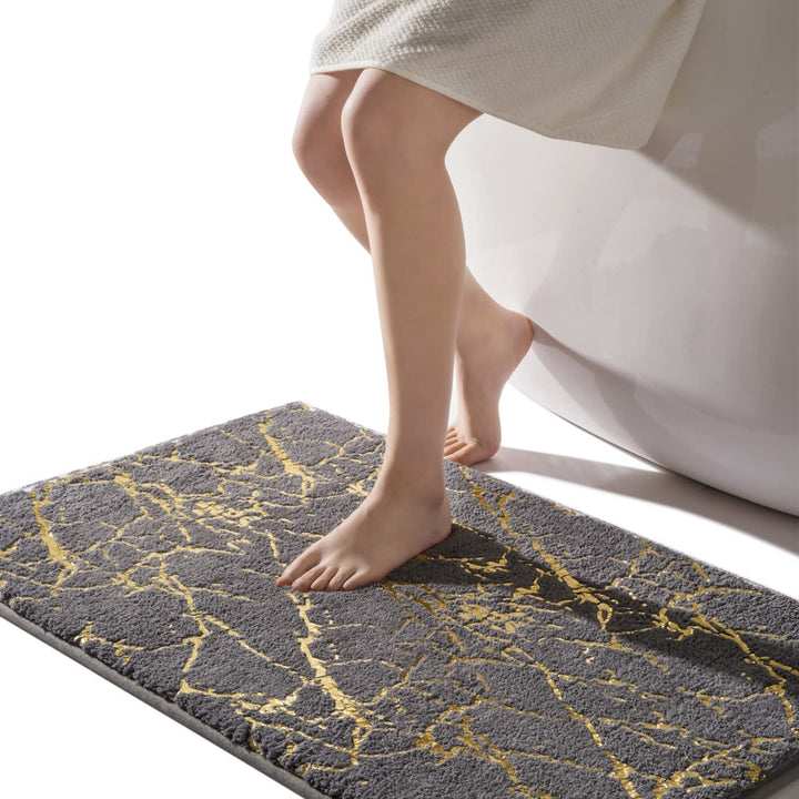 Alfombrilla de baño antideslizante lavable, alfombra de baño, decoración dorada, accesorios de baño, microfibra suave, absorbente, alfombra de baño para baño, bañera, 60x120 cm