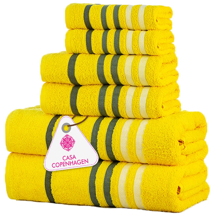 Casa Copenhagen Eternal Juego de Toallas de 6 Piezas, Blanco, 500 g/m², 2 Toallas de baño, 2 Toallas de Mano, 2 bayetas de Suave algodón Egipcio para baño, Cocina y Ducha