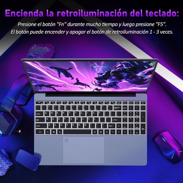 Auusda Ordenador portatil, 16 GB de RAM DDR4,512 GB M2 PCIe NVMe SSD,CPU AMD Ryzen7 5700U 1.8-4.3, Pantalla FHD IPS 180° de 15.6‘’, Teclado retroiluminado, Lector de Huellas Dactilares,Windows 11 Pro