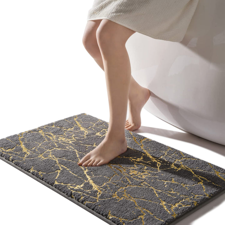 Alfombrilla de baño antideslizante lavable, alfombra de baño, decoración dorada, accesorios de baño, microfibra suave, absorbente, alfombra de baño para baño, bañera, 60x120 cm