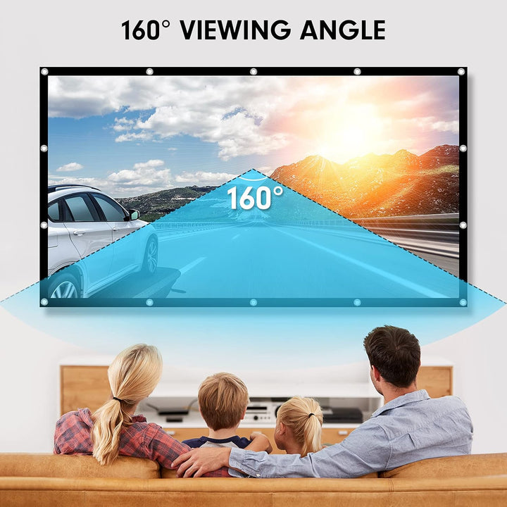 Pantalla Proyector 120 Pulgadas 16:9 HD Antiarrugas Plegable Portátil Lavable Tela Proyector, Pantalla de Proyección de Doble Cara para Patio, el hogar, Teatro Exterior