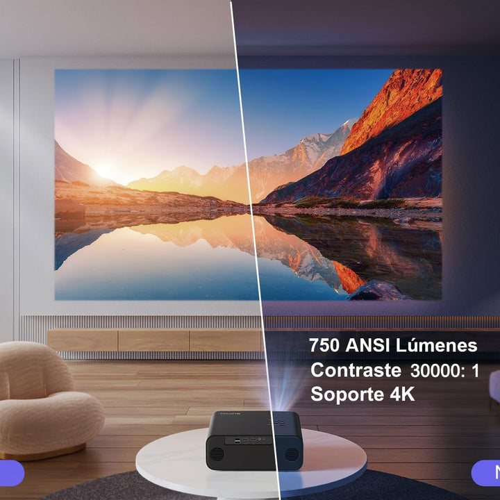 【Auto Focus/Keystone】 Proyector 4K WiFi Bluetooth 26000 Lúmenes Full HD 1080P, WiMiUS Proyector 4K Soporte Función Zoom Proyector con WiFi 6 Cine en Casa/Exterior para Teléfono/TV Stick/PS5 HDMI USB