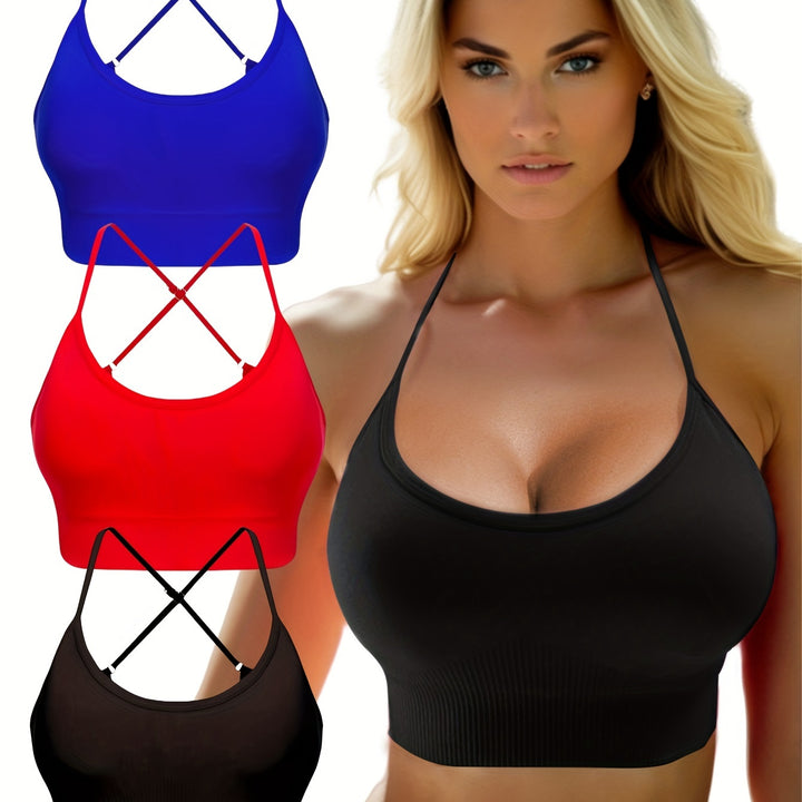 3-Piece Criss-Cross Breathable Sports Bra Set