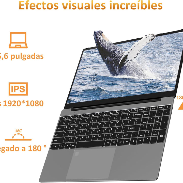 Auusda Ordenador portatil, 32 GB de RAM DDR4, 1 TB M2 PCIe NVMe SSD, CPU AMD Ryzen7 5700U 1.8-4.3, pantalla FHD IPS 180° de 15.6'', teclado retroiluminado, lector de huellas dactilares, Windows 11 Pro