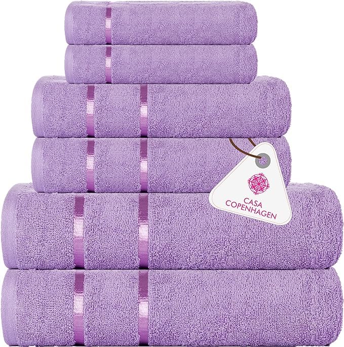 Casa Copenhagen Eternal Juego de Toallas de 6 Piezas, Blanco, 500 g/m², 2 Toallas de baño, 2 Toallas de Mano, 2 bayetas de Suave algodón Egipcio para baño, Cocina y Ducha