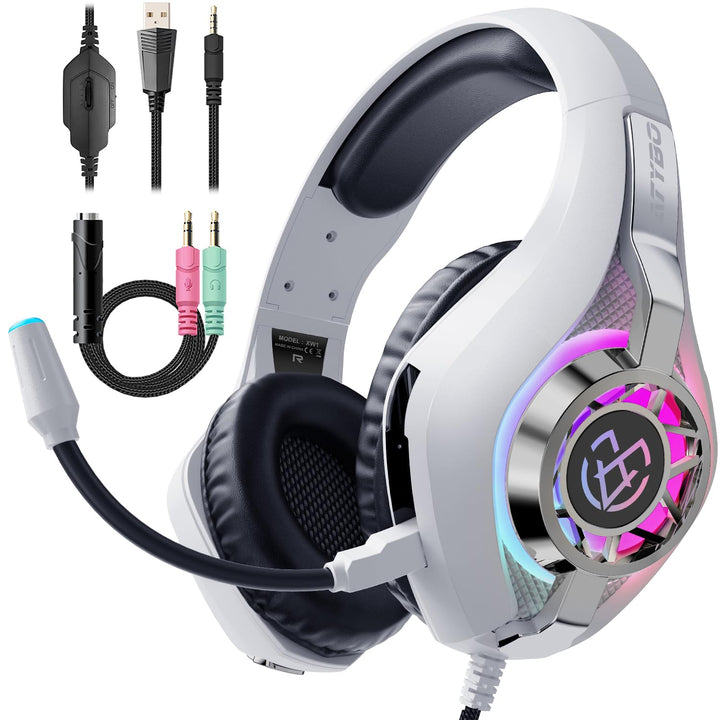 Tatybo Auriculares Gaming para Ps4 Ps5 Xbox PC, Cascos Gaming con Graves Envolventes 3D, Micrófono Reducción de Ruido