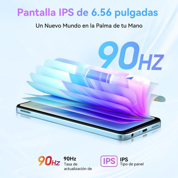 OSCAL Tiger 10 Movil, 16GB+256GB(TF 1TB) móvil Android 14, 6.56-Inch HD+ Display, 5180mAh Batería, Cámara 50MP+8MP telefono, 4G Dual SIM, Octa-Core/OTG/GPS/Face ID - Azul