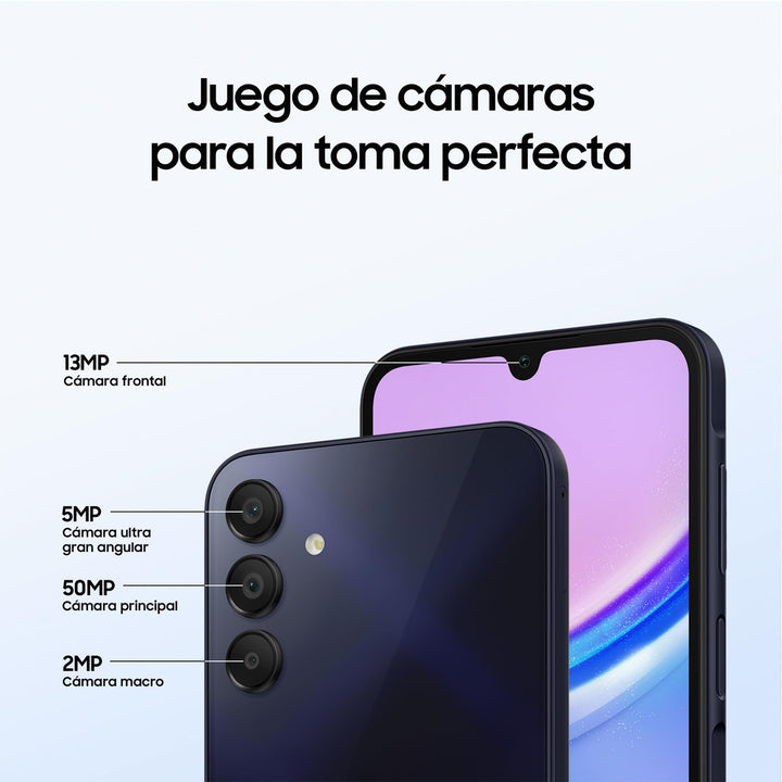 Samsung Galaxy A15 128 GB con Funda - Teléfono Móvil LTE, Smartphone Android, Carga Rápida, Con 4 GB de RAM, Color Azul (Versión Española)