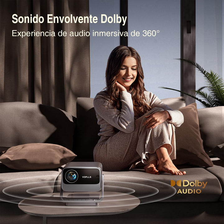 【Netflix Oficial & Auto Focus/Keystone】 Proyector 4K Smart 25000 Lúmenes 1080P Full HD, VOPLLS Proyector WiFi 6 Bluetooth con Dolby Audio, Proyector para Movil/Exterior/Cine en Casa para iOS/Android