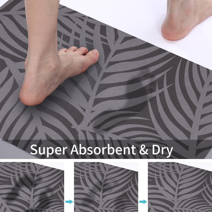 SOBEAU 40X60cm Alfombra de Baño Antideslizante, Alfombra Diatomita Baño, Súper Absorbente Microfibra Alfombrilla Baño, Rápido y Lavable Tapete Baño para Bañera y Ducha, Gris