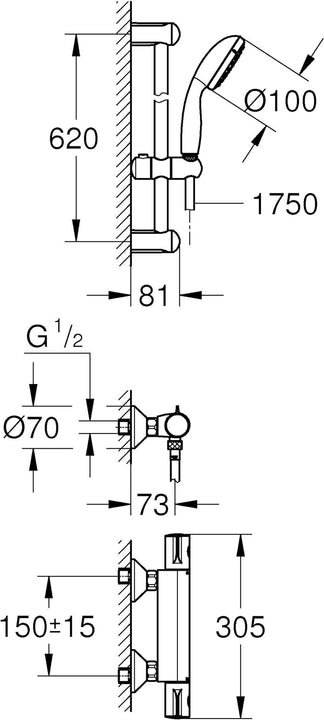 Grohe Grohtherm 800 - Conjunto de ducha termostático, Ref. 34565001