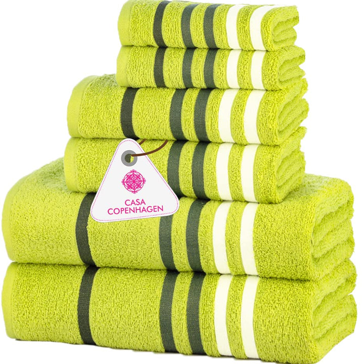 Casa Copenhagen Eternal Juego de Toallas de 6 Piezas, Blanco, 500 g/m², 2 Toallas de baño, 2 Toallas de Mano, 2 bayetas de Suave algodón Egipcio para baño, Cocina y Ducha