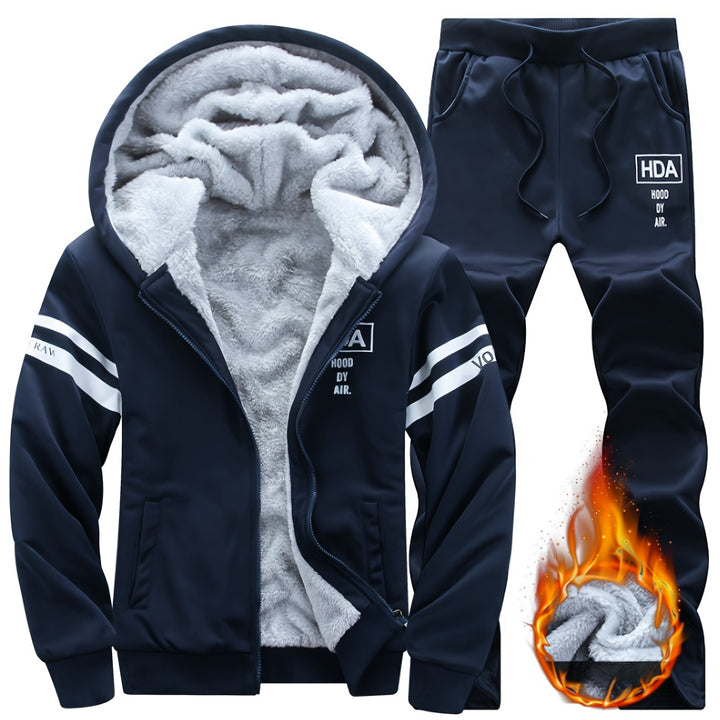 Conjunto de Moletom com Forro de Fleece para Homens