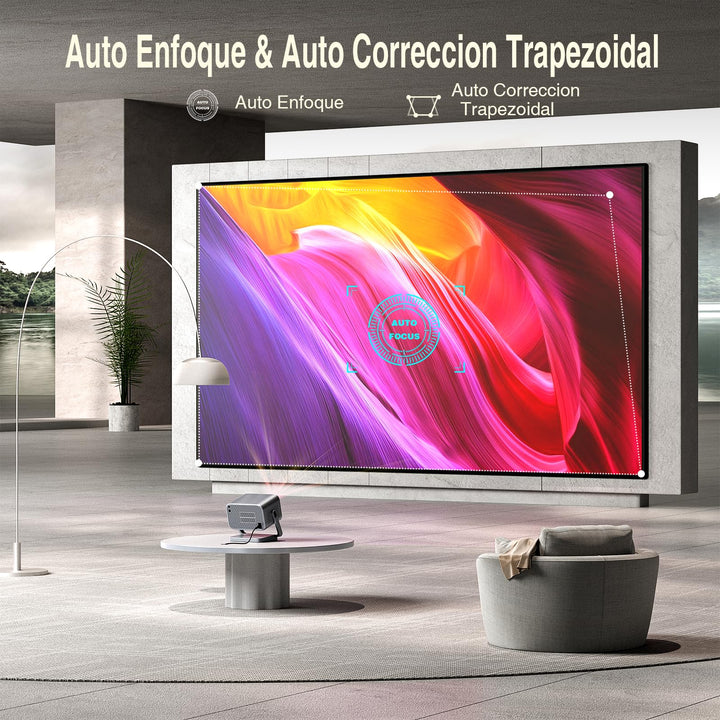 【Netflix Oficial & Auto Focus/Keystone】 Proyector 4K Smart 25000 Lúmenes 1080P Full HD, VOPLLS Proyector WiFi 6 Bluetooth con Dolby Audio, Proyector para Movil/Exterior/Cine en Casa para iOS/Android