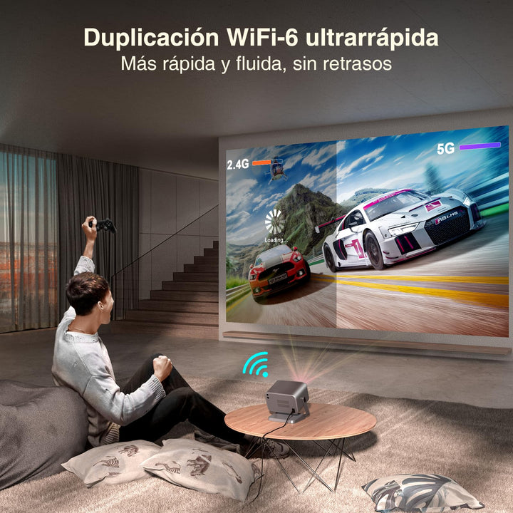 【Netflix Oficial & Auto Focus/Keystone】 Proyector 4K Smart 25000 Lúmenes 1080P Full HD, VOPLLS Proyector WiFi 6 Bluetooth con Dolby Audio, Proyector para Movil/Exterior/Cine en Casa para iOS/Android