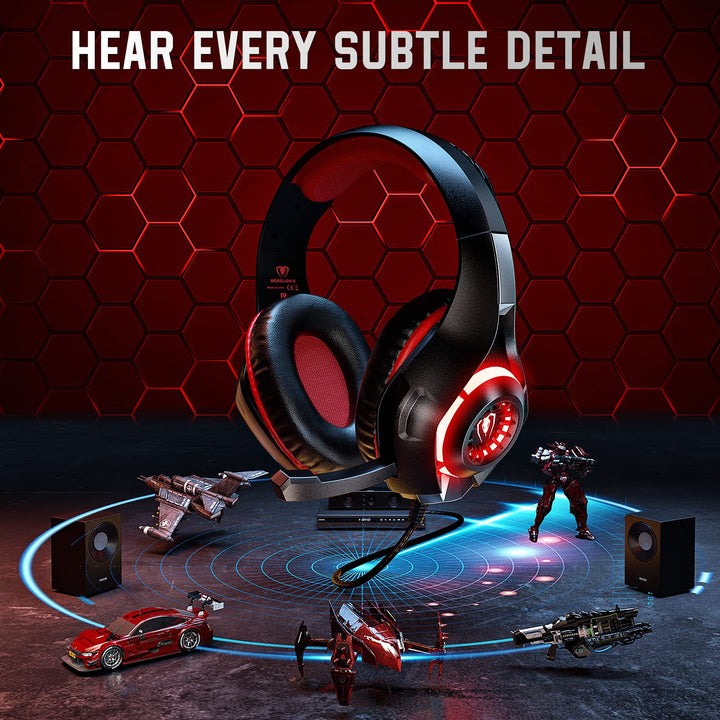 Tatybo Auriculares Gaming para Ps4 Ps5 Xbox PC, Cascos Gaming con Graves Envolventes 3D, Micrófono Reducción de Ruido