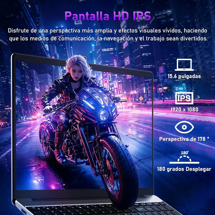 Auusda Ordenador portatil, 16 GB de RAM DDR4,512 GB M2 PCIe NVMe SSD,CPU AMD Ryzen7 5700U 1.8-4.3, Pantalla FHD IPS 180° de 15.6‘’, Teclado retroiluminado, Lector de Huellas Dactilares,Windows 11 Pro