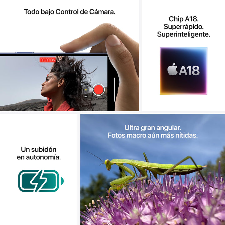 Apple iPhone 16 de 256 GB: Smartphone 5G con Control de Cámara, Chip A18 y un subidón en autonomía. Compatible con los AirPods; Rosa