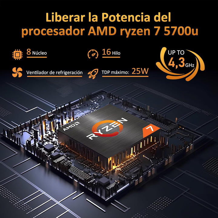 Auusda Ordenador portatil, 32 GB de RAM DDR4, 1 TB M2 PCIe NVMe SSD, CPU AMD Ryzen7 5700U 1.8-4.3, pantalla FHD IPS 180° de 15.6'', teclado retroiluminado, lector de huellas dactilares, Windows 11 Pro