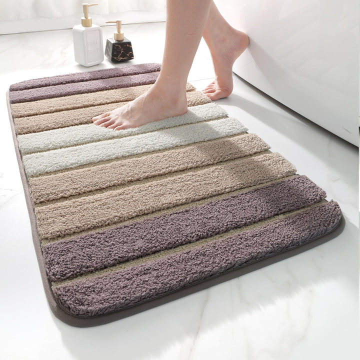 DEXI Alfombra Baño Antideslizante,Alfombrilla de Baño Absorbente,Alfombra De Baño Lavable a Máquina con Microfibras Suaves de Agua para Bañera,Ducha y Baño (40 x 60 cm,Beige)