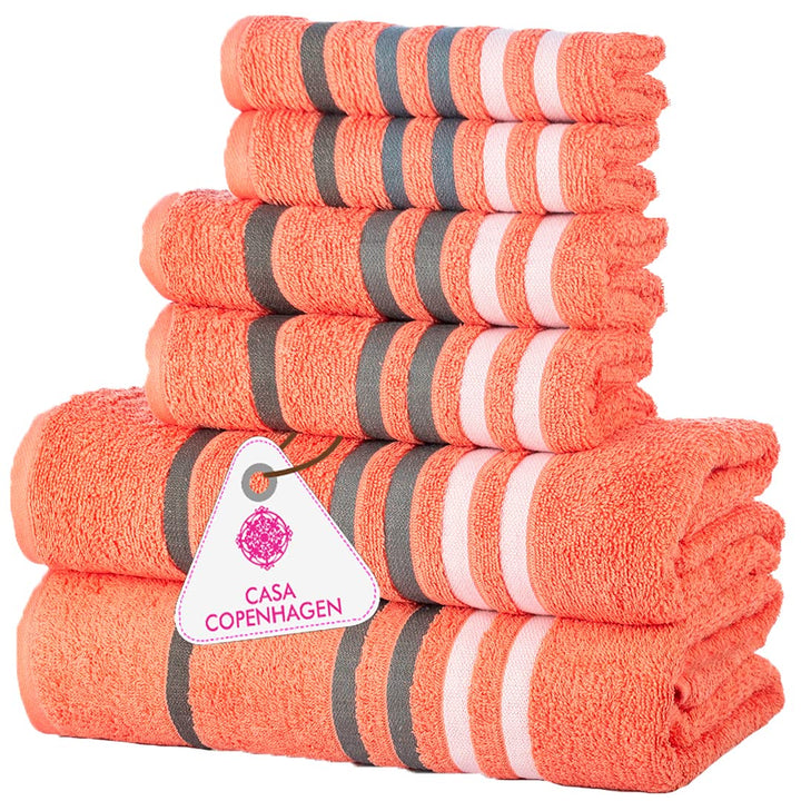 Casa Copenhagen Eternal Juego de Toallas de 6 Piezas, Blanco, 500 g/m², 2 Toallas de baño, 2 Toallas de Mano, 2 bayetas de Suave algodón Egipcio para baño, Cocina y Ducha