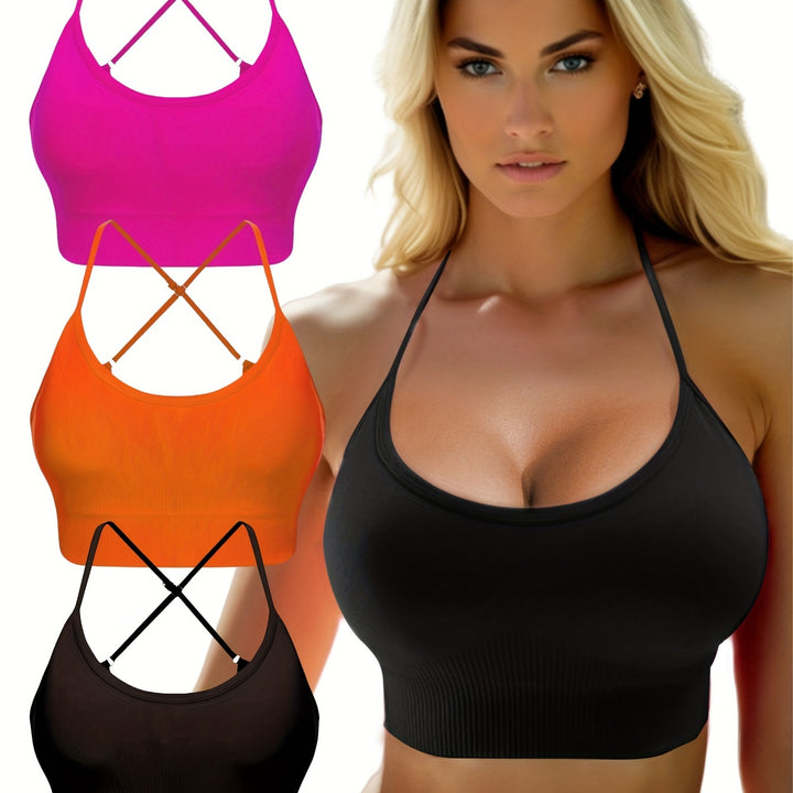 3-Piece Criss-Cross Breathable Sports Bra Set